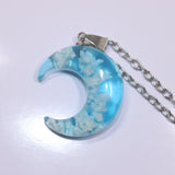 Chic Transparent Resin Ball Moon Pendant Necklace!
