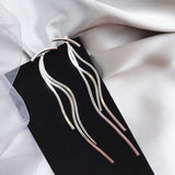 Vintage Glossy Arc Bar Long Tassel Drop Earrings!