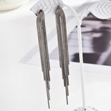 Vintage Glossy Arc Bar Long Tassel Drop Earrings!