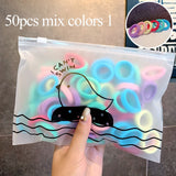 50/100pcs/Set Girls Colorful Nylon Small Elastic Hair Bands! Hair Accessories!