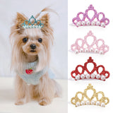 Pet Small Dogs Cat Faux Pearl Crown Bows! Hair Accessories!