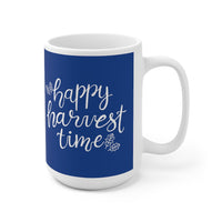 Happy Harvest Time Jumbo Navy Blue Ceramic Mug 15oz! Fall Vibes! FreckledFoxCompany