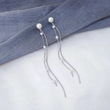 Vintage Glossy Arc Bar Long Tassel Drop Earrings!