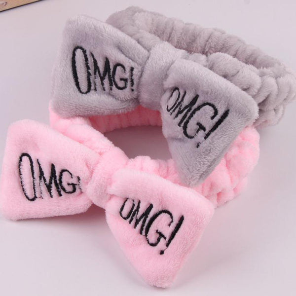 New Letter OMG quote; Coral Fleece Soft Bow Headbands! Hair Accessories!