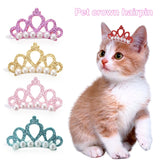 Pet Small Dogs Cat Faux Pearl Crown Bows! Hair Accessories!