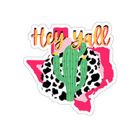 Hey Yall Cow Print Texas State Sticker! Durable, flexible, cut to edge! FreckledFoxCompany