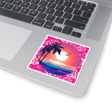 Hot Pink Sunset Beach Vinyl Sticker! FreckledFoxCompany