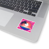 Hot Pink Sunset Beach Vinyl Sticker! FreckledFoxCompany