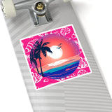 Hot Pink Sunset Beach Vinyl Sticker! FreckledFoxCompany