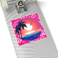 Hot Pink Sunset Beach Vinyl Sticker! FreckledFoxCompany