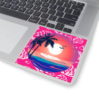 Hot Pink Sunset Beach Vinyl Sticker! FreckledFoxCompany