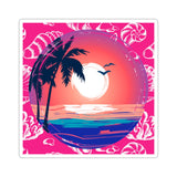 Hot Pink Sunset Beach Vinyl Sticker! FreckledFoxCompany