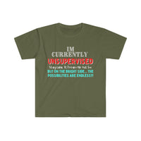 I'm Currently Unsupervised Sarcastic Unisex Graphic Tees! Ultra Soft! Multiple Colors Available! FreckledFoxCompany