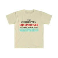 I'm Currently Unsupervised Sarcastic Unisex Graphic Tees! Ultra Soft! Multiple Colors Available! FreckledFoxCompany