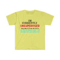 I'm Currently Unsupervised Sarcastic Unisex Graphic Tees! Ultra Soft! Multiple Colors Available! FreckledFoxCompany