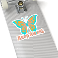 Keep Sweet Aqua and peach Butterfly Vinyl Sticker! FreckledFoxCompany