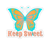 Keep Sweet Aqua and peach Butterfly Vinyl Sticker! FreckledFoxCompany