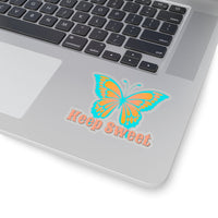 Keep Sweet Aqua and peach Butterfly Vinyl Sticker! FreckledFoxCompany