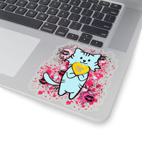 Kiss Me Kitty Valentine Day Sticker! Cut to edge, valentines, 4 different sizes. FreckledFoxCompany