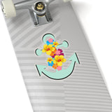 Light Blue Floral Anchor Vinyl Sticker! FreckledFoxCompany
