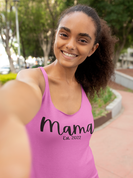 Mama Est. 2022 Women's Racerback Tank! Mothers Day Gifts! FreckledFoxCompany