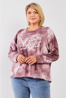 Mauve & Purple Tie-dye Bleach Effect Graphic Print Detail Long Sleeve Sweatshirt FreckledFoxCompany