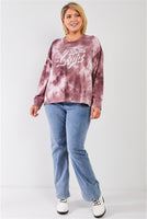 Mauve & Purple Tie-dye Bleach Effect Graphic Print Detail Long Sleeve Sweatshirt FreckledFoxCompany