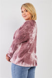 Mauve & Purple Tie-dye Bleach Effect Graphic Print Detail Long Sleeve Sweatshirt FreckledFoxCompany