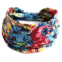 New Boho Flower Print Wide Headbands Vintage Knot Elastic Turban Headwrap for Women Girls Cotton Soft Bandana Hair Accessories FreckledFoxCompany