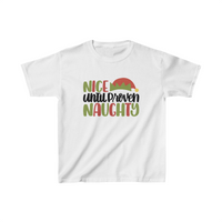 Nice Until Proven Naughty Unisex Kids Heavy Cotton Graphic Tees! Foxy Kids! Winter Vibes! FreckledFoxCompany