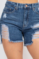 Ripped Five-pocket Mini Denim Shorts FreckledFoxCompany