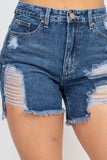 Ripped Five-pocket Mini Denim Shorts FreckledFoxCompany