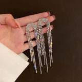 New Luxury Rhinestone Crystal Long Tassel Earrings!