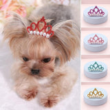 Pet Small Dogs Cat Faux Pearl Crown Bows! Hair Accessories!