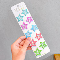 10pcs/set Cute Colorful Star Waterdrop Shape Hair Clips! Hair Accessories!