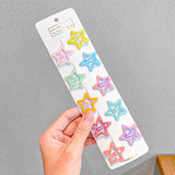 10pcs/set Cute Colorful Star Waterdrop Shape Hair Clips! Hair Accessories!