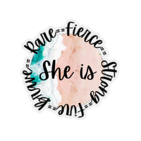 She is Strong Sticker! Cut to edge, 4 sizes, flexible, transparent, white FreckledFoxCompany