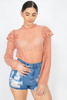 Sheer Crochet Lace Ruffled Top FreckledFoxCompany