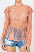 Sheer Crochet Lace Ruffled Top FreckledFoxCompany