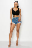 Side Chain Detailed Denim Shorts FreckledFoxCompany