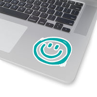 Smile More Aqua Blue Vinyl Sticker! FreckledFoxCompany