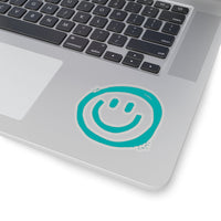 Smile More Aqua Blue Vinyl Sticker! FreckledFoxCompany