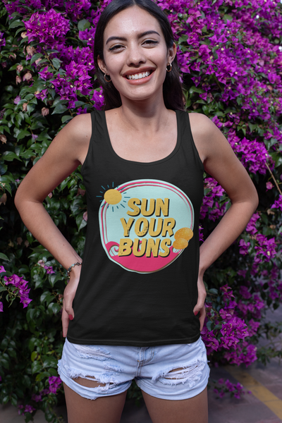 Sun Your Buns Women's Racerback Tank Top! Activewear! FreckledFoxCompany