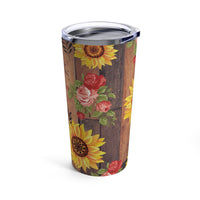 Sunflower Rose Rustic Tumbler 20oz! Drinkware, Tumblers! FreckledFoxCompany