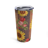 Sunflower Rose Rustic Tumbler 20oz! Drinkware, Tumblers! FreckledFoxCompany