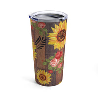 Sunflower Rose Rustic Tumbler 20oz! Drinkware, Tumblers! FreckledFoxCompany