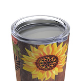 Sunflower Rose Rustic Tumbler 20oz! Drinkware, Tumblers! FreckledFoxCompany