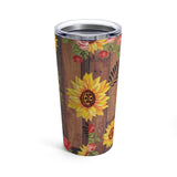 Sunflower Rose Rustic Tumbler 20oz! Drinkware, Tumblers! FreckledFoxCompany