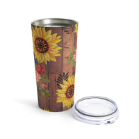 Sunflower Rose Rustic Tumbler 20oz! Drinkware, Tumblers! FreckledFoxCompany