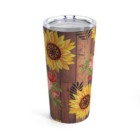 Sunflower Rose Rustic Tumbler 20oz! Drinkware, Tumblers! FreckledFoxCompany